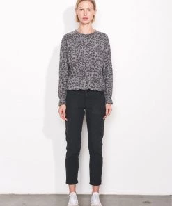 Sundry Leopard Peplum Sweater Lounge + Active Wear