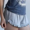 Spiritual Gangster Gray Ruffle Shorts 1 Spiritual Gangster Gray Ruffle Shorts